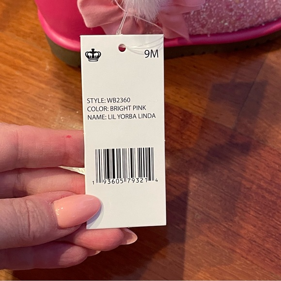 JUICY COUTURE Lil Yorba Linda Toddler Girls Ankle Boots Pink Bling Faux Fur NEW - Picture 15 of 15